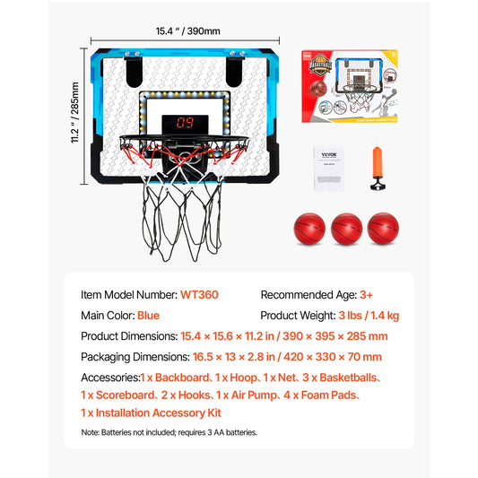 SucceBuy Kids Sports Toys Basketball Balls Toy Wall Type Foldable Basketball Hoop Throw Outdoor Indoor Games for Boys Girls 3+