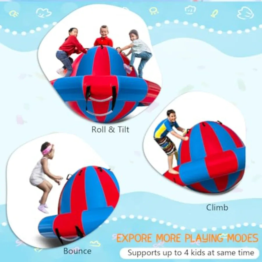 8.2FT Inflatable Dome Rocker Bouncer for and Adults Seesaw Bounce Ball with 8 Handles Water Disco Boat for Lake and Pool Heavy