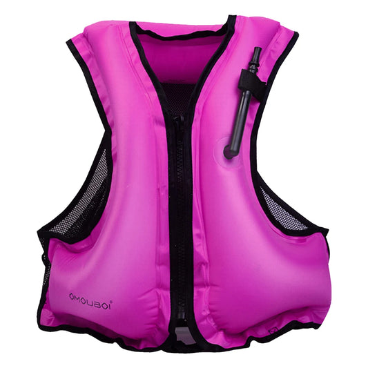 Portable Swim Jacket Adjustable Inflatable Buoyancy Vest Breathable Floating Life Vest for Snorkeling Swimming Kayaking Boating