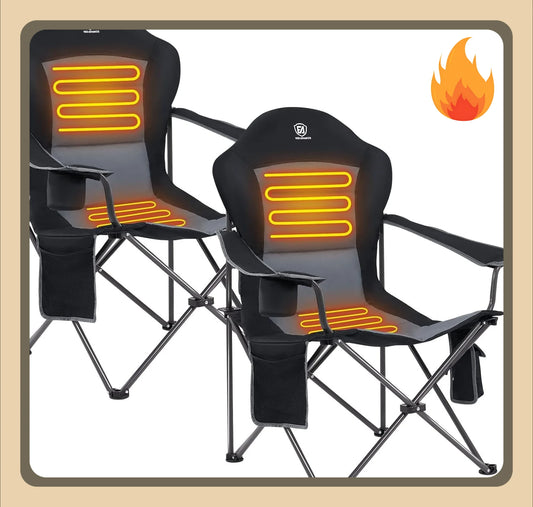 [Best Seller!]Heated Camping Chair, Lawn Chairs Heated Chair Outdoor Sports with 3 Heat Levels, Heated Folding Chair Camping Cha