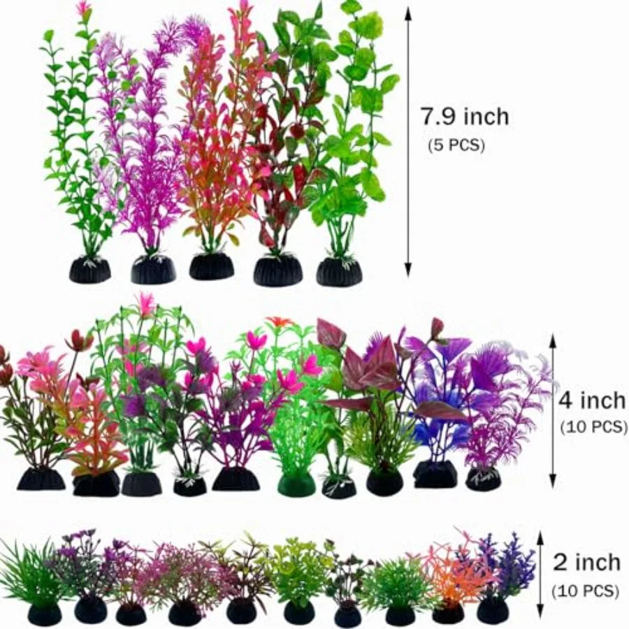 25pcs Fish Tank Accessories Aquarium Artificial Plants Fish Tank Decorations Plants Aquarium Decor Artificial Plants Small to L