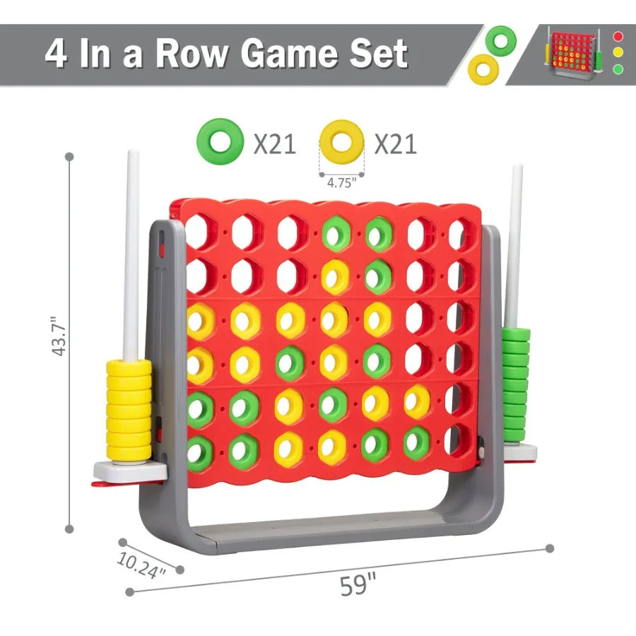 Jumbo 4toScore Game Set; Giant Connect 4 with 42 Rings; Indoor Outdoor Game Set for and Adults
