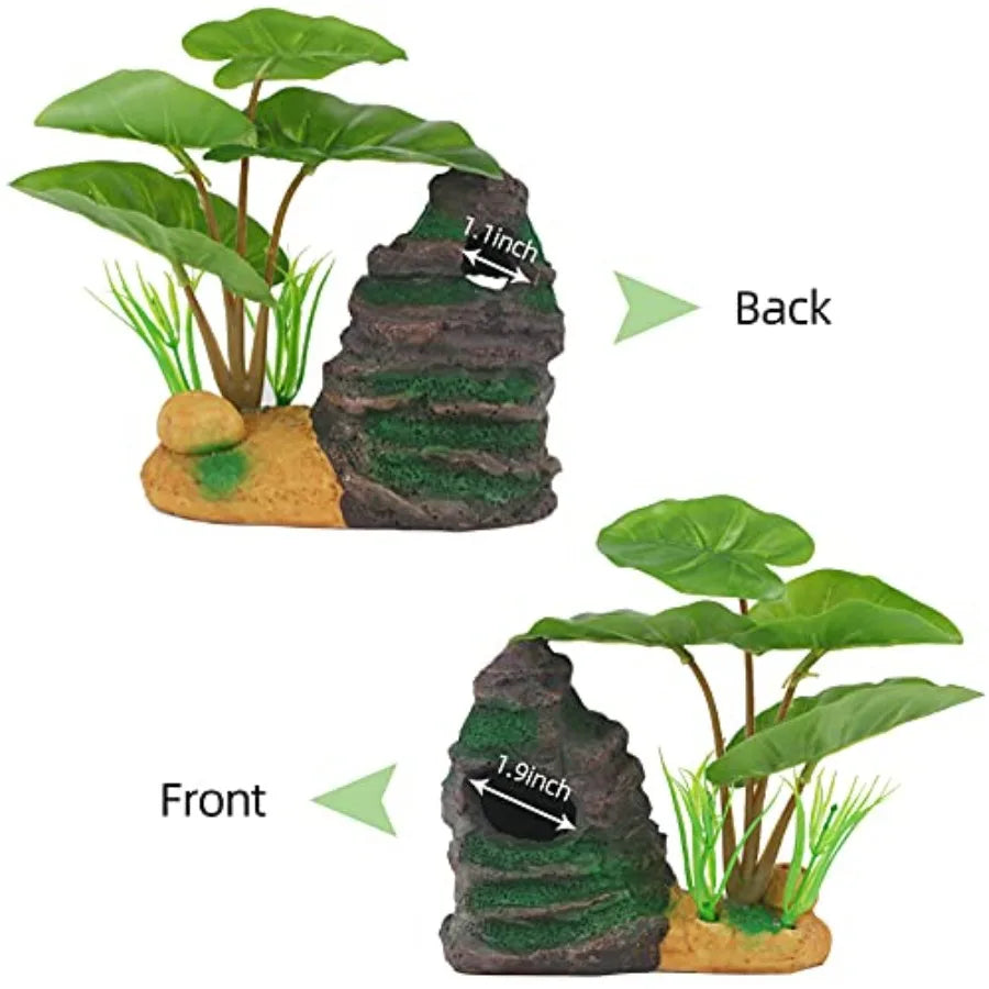 Betta Fish Leaf Pad Hammock Aquarium Decoration Cichlid Fish Tank Resin Rock Mountain Cave Orments Fish Bowl Decorations for Sl