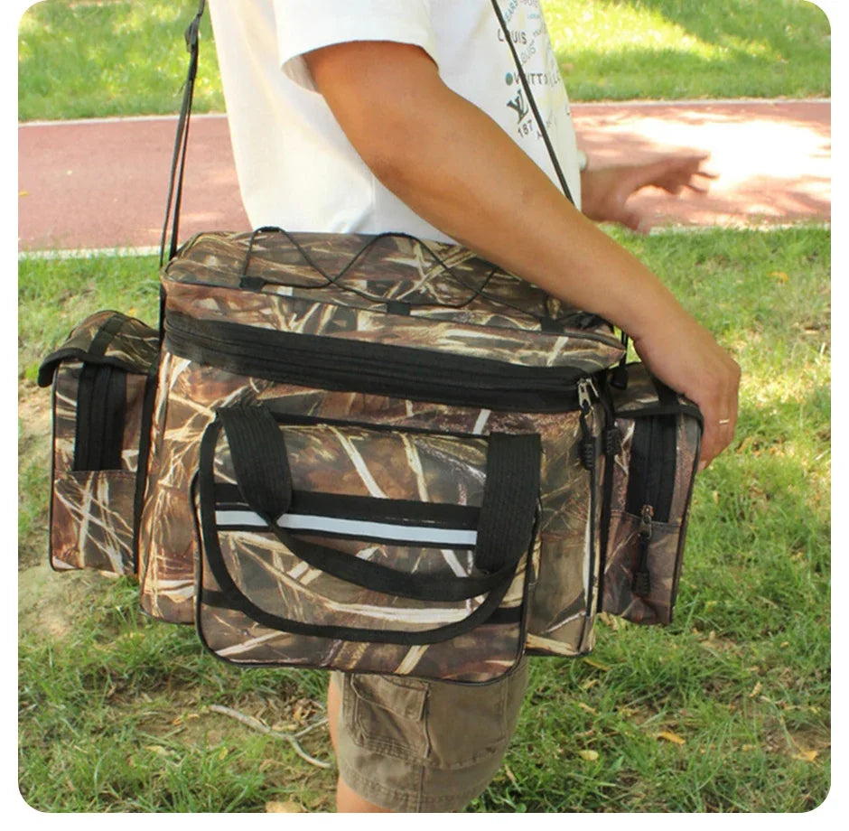 Topline Tackle Versatile Fishing Backpack 50*30*25cm Oxford Fabric Anti-Scratch Convenient Large Capacity Fishing Shoulder Bag