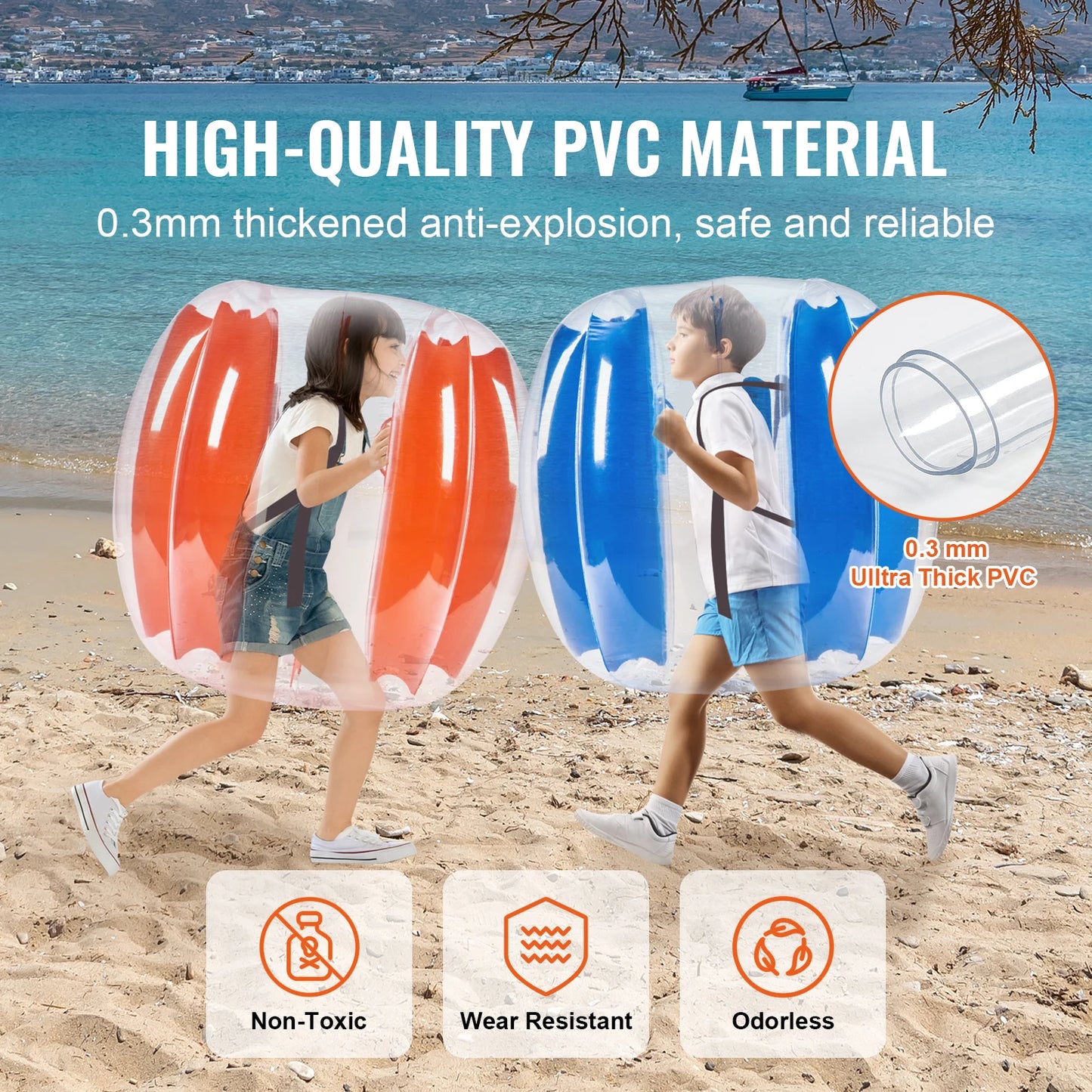 SucceBuy 2-Pack 2/3FT Inflatable Bumper Balls Body Sumo Zorb Balls for Kids & Teens Durable PVC Human Hamster Bubble Balls