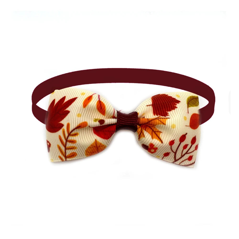 50pcs Dog Bow Tie Fall Style Dog Bow ties Necktie Collar Thanksgiving Pet Supplies Pet Grooming Accessories for Small Dog Cat