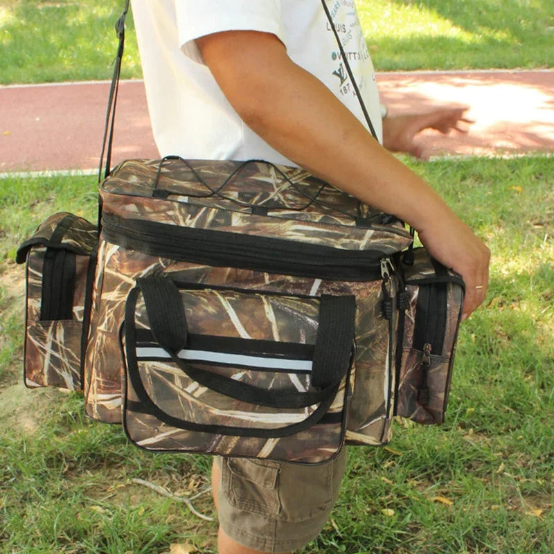 Topline Tackle Versatile Fishing Backpack 50*30*25cm Oxford Fabric Anti-Scratch Convenient Large Capacity Fishing Shoulder Bag