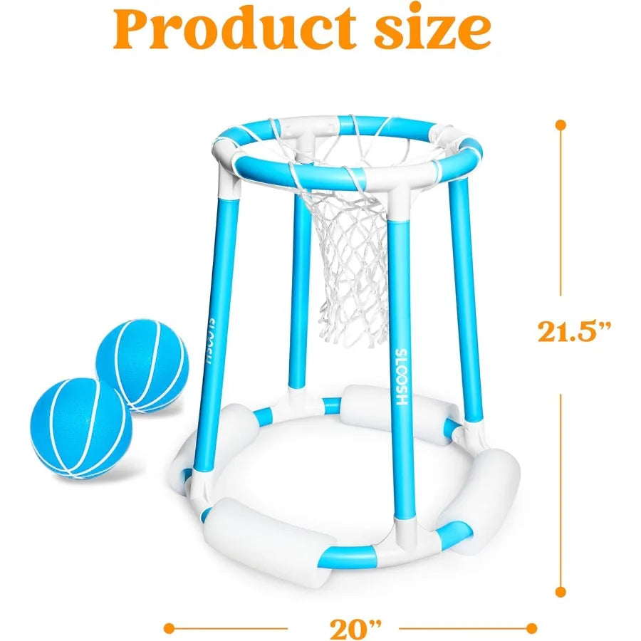 Pool Basketball Hoop Set, Floating Basketball Pool Game, Swimming Floats Toys with Balls Pump, Summer Outdoor Water Play Toy