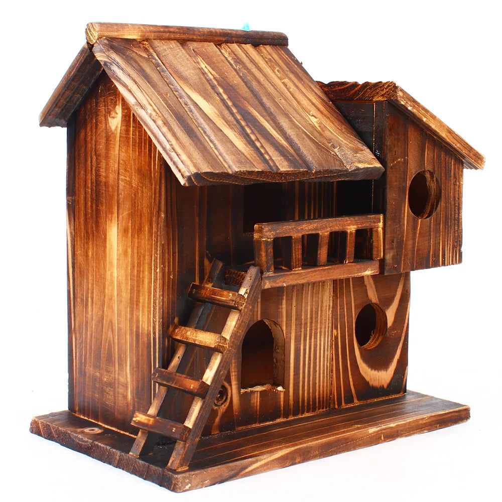 Bird House, Freestanding or Hanging Bird House, Brown Bird House for Swallows, Peony Parrots, Sparrows, Pearl Bird 9.84*9.84in