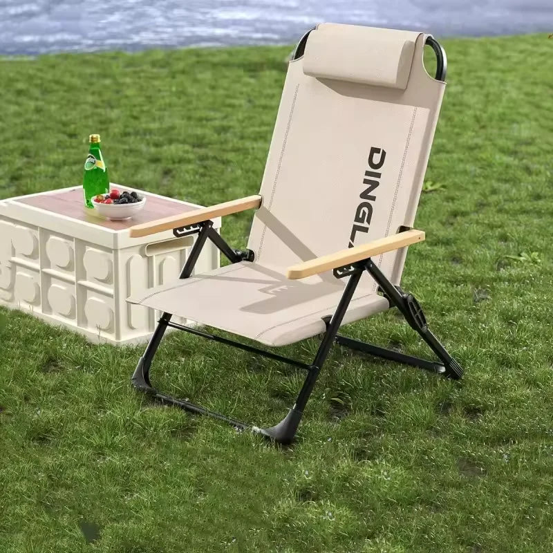 Angle Adjustable Camping Chair with Detachable Pillows,long Camping Chair Fishing Chair Folding for Camping Fishing Hiking