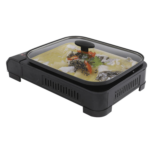 2.1KW Portable Camping Grill Gas Stove Butane Gas Stove W/Grill Pan Lid for Camping Traveling Trekking 17.71*12*3.34in