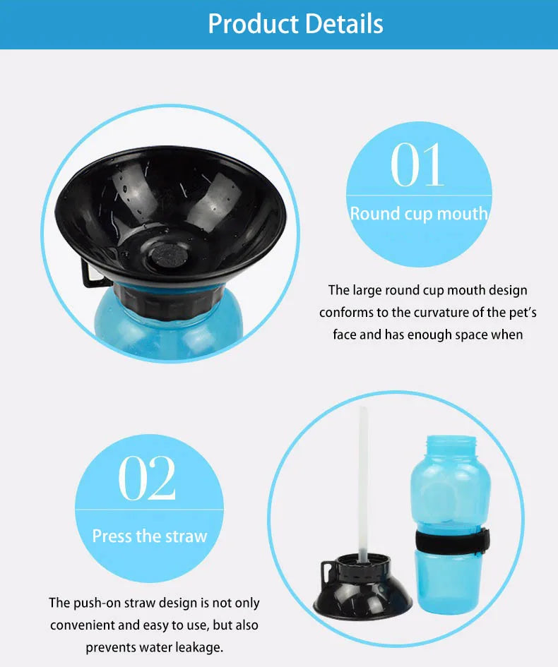 500ml Outdoor Squeeze Portable Pet Dog Water Bottle Large and Small Dog Travel Drinking Cup Supplies Suitable for Dogs and Cats