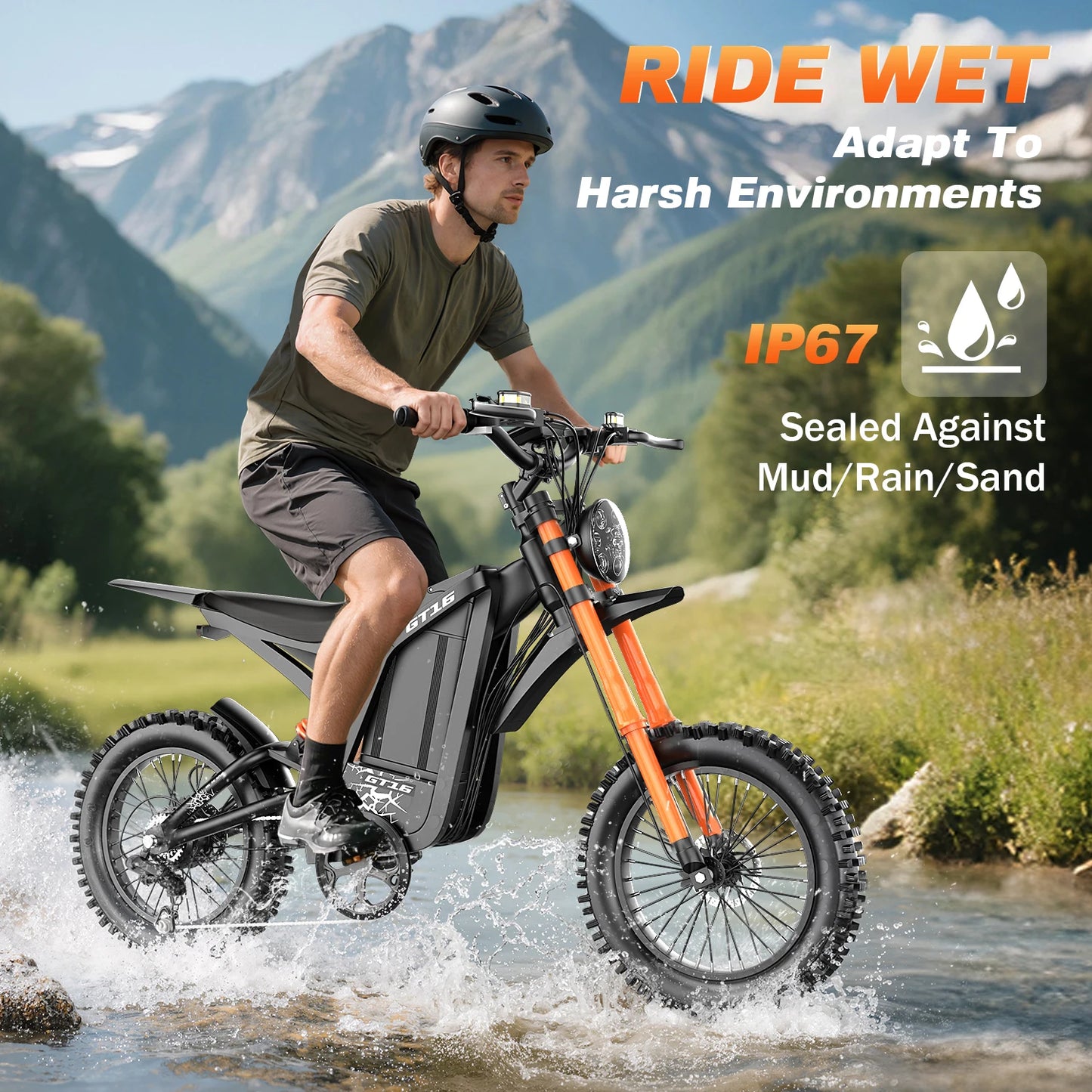 JUNFUN Electric Dirt Bike Teens Adults Electric Bike, 1500W 48V 25AH Removable Battery with Dual Brakes, Full Suspension
