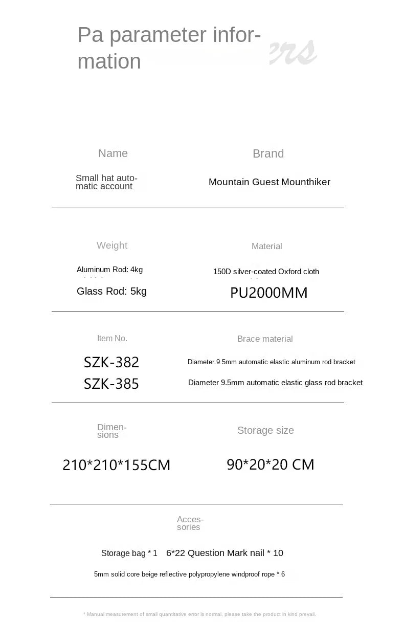 MOUNTAINHIKER Automatic Tent, Size 3-4 Persons, 2 Doors, 2 Windows, Sleeping Tent, Outdoor Tent, Hiking and Camping Tent Black