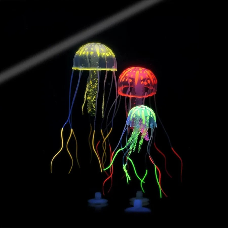Funny Jellyfish Toy Fishtank Accessories Underwater World Floating Decors Cartoon Aquarium Orments Toy Jellyfish Decor Blue