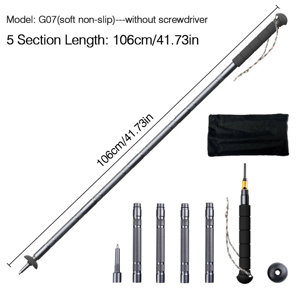 Multifunction Trekking Poles for Outdoor Hiking and Walking Collapsible, Lightweight 5 Section Hiking Poles, Telescopic