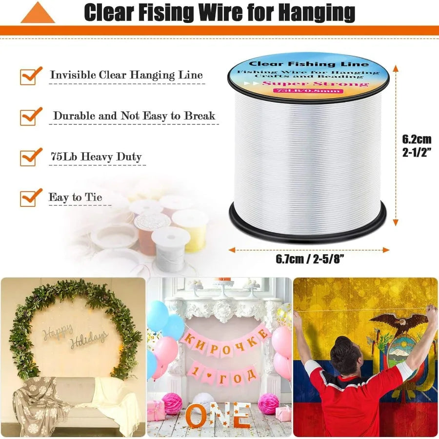 Strong Fishing Line Clear Acejoz Fishing Wire 0.3mm 0.45mm 0.8mm Invisible Hanging Wire Nylon String Heavy Duty Monofilament Li