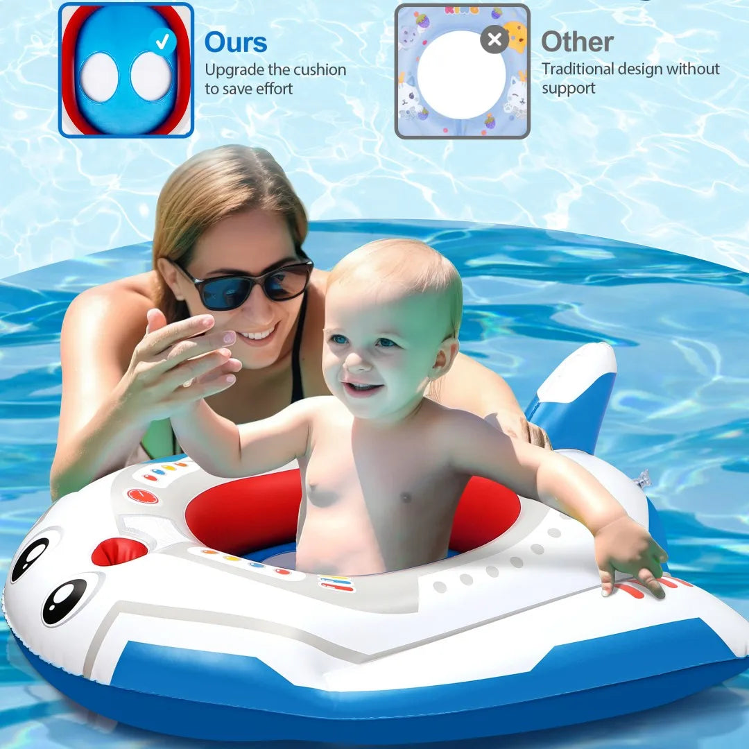 Kids Pool Float With Water Gun,Inflatable Ride-On Airplane Swimming Pool Toys For 4 5 6 7 8 9 Years Old Boys Girls Summer Fun