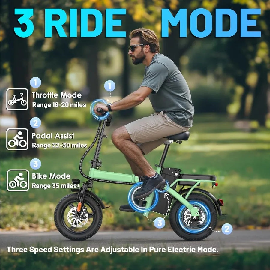 Foldable Electric Bike for Adults 14 Folding E-Bike with 500W Peak Motor Electric Bicycle with 48V Removable Battery UL 2849 Ce