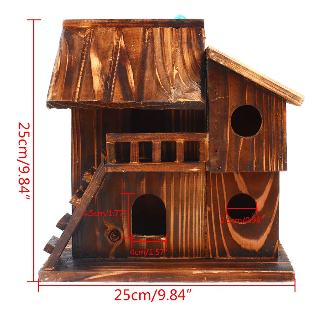 Bird House, Freestanding or Hanging Bird House, Brown Bird House for Swallows, Peony Parrots, Sparrows, Pearl Bird 9.84*9.84in