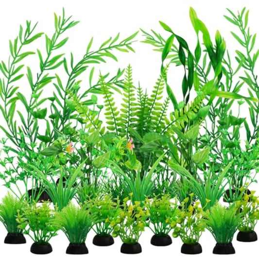 Aquarium Decorations 25pcs Green Plants for Fish Tank Plastic Decor Accessories