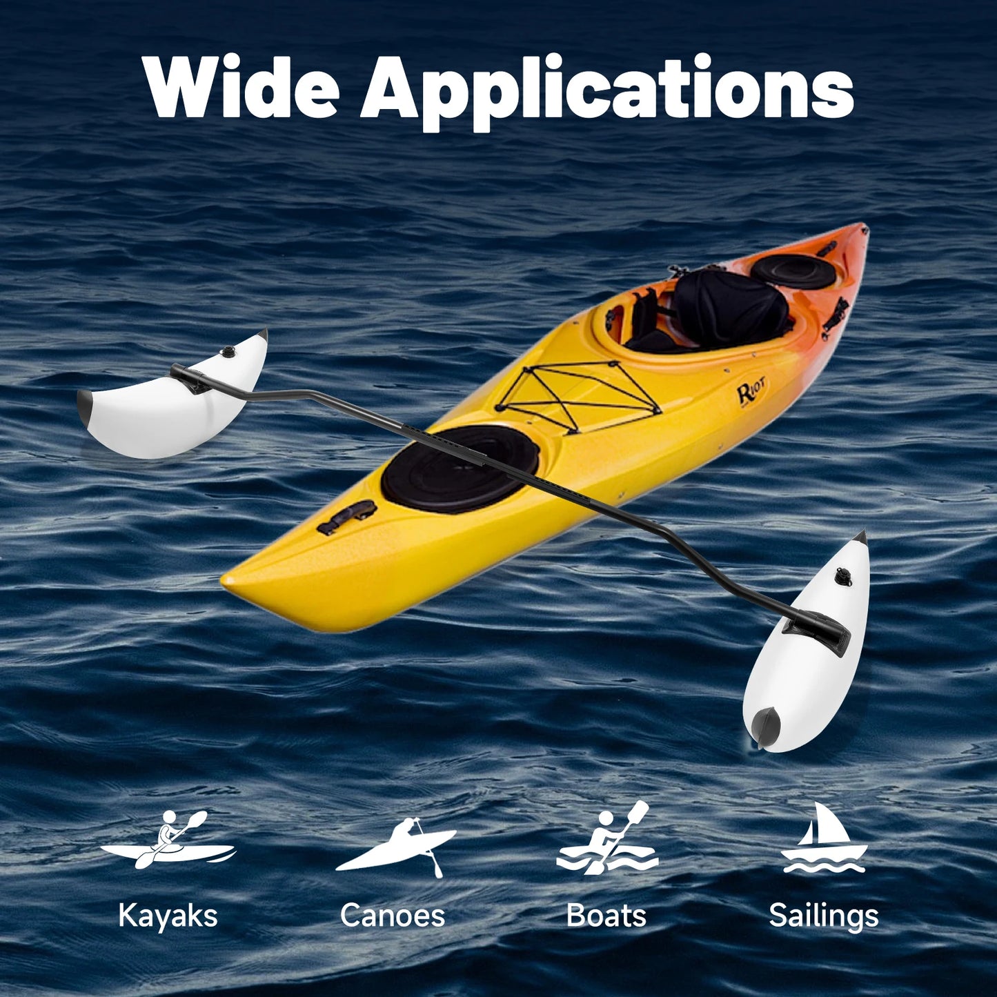 PVC Inflatable Outriggers With Sidekick Rods Connection Rod & Hardware Set Pontoon Fishing Float Tube Kit