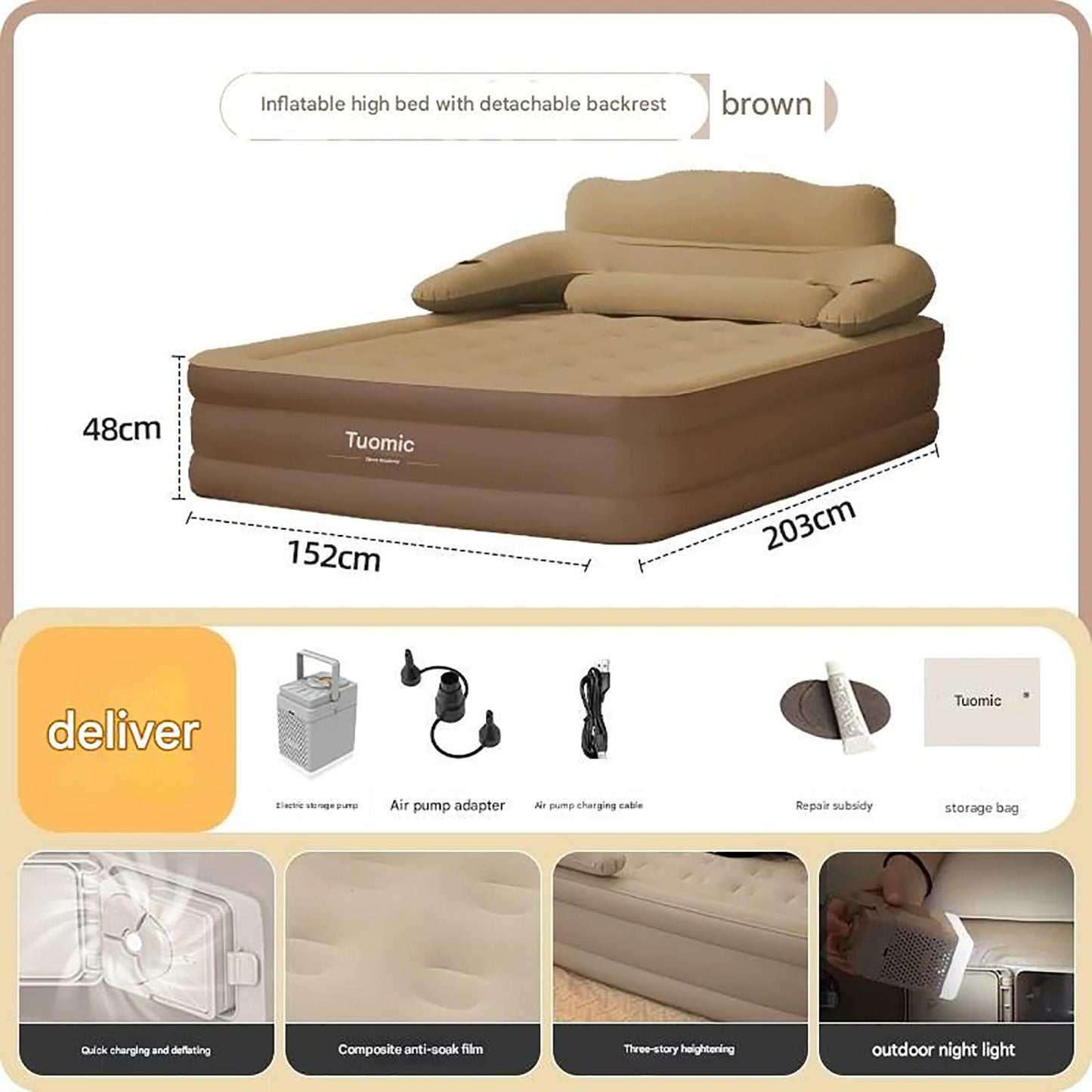 Picnic Thickened Double Plastic Material Folding Beds Modern Inflatable Folding Bed For Outdoor Creative Unique Design Bed