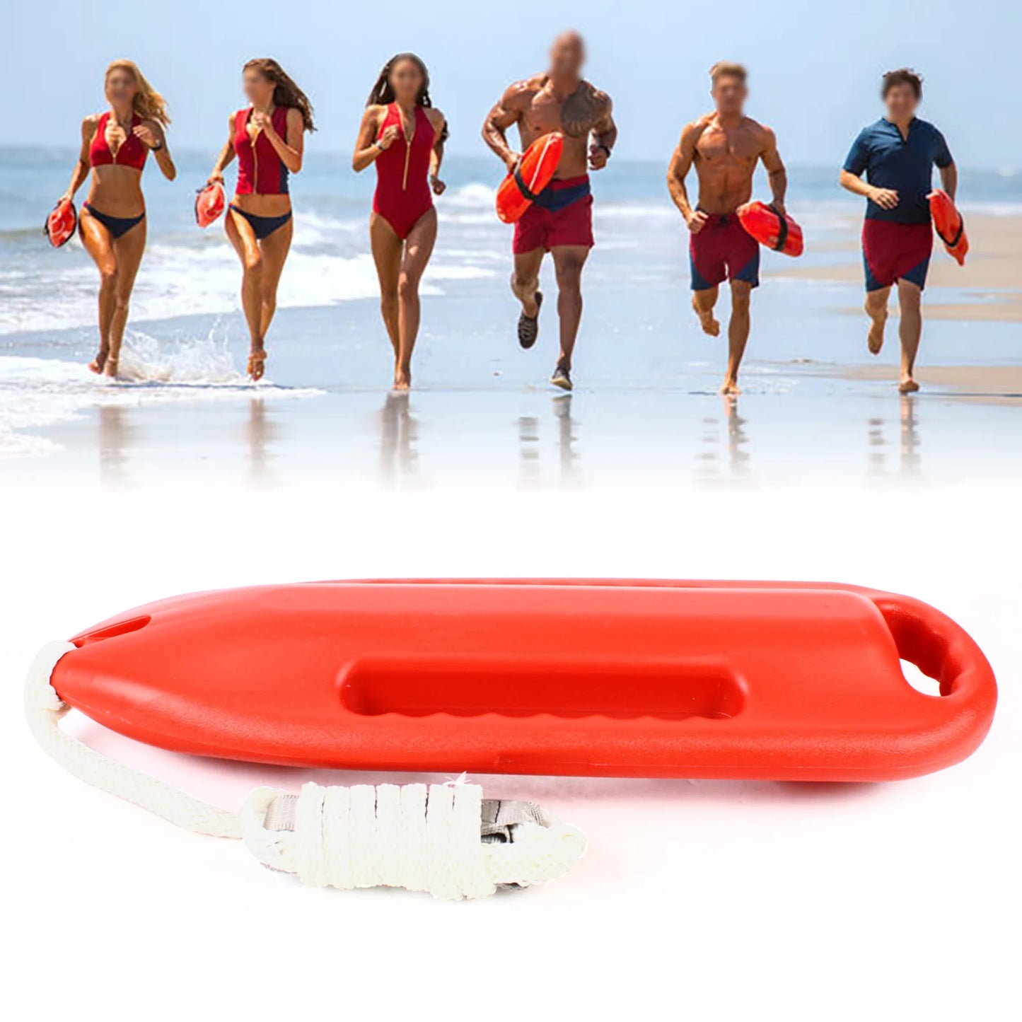Portable 3-Handle Swimming Rescue Buoy Orange with 5.25ft PE Rope Adjustment Buckle for Open-Water&Multi-person Rescue