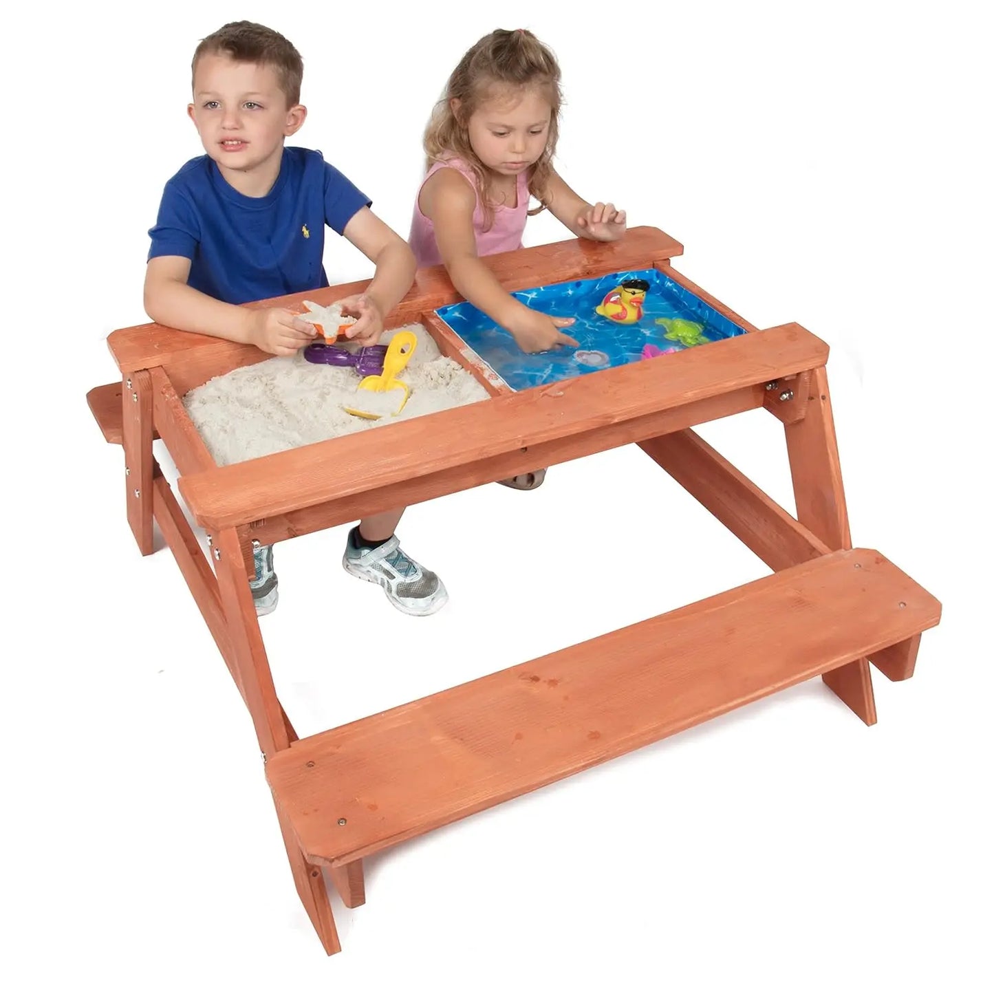 3 in 1 Sand & Water Indoor/Outdoor Picnic Table - Kids Activity Set with Removable Top & Dual Drains for Easy Cleaning (43 X 35