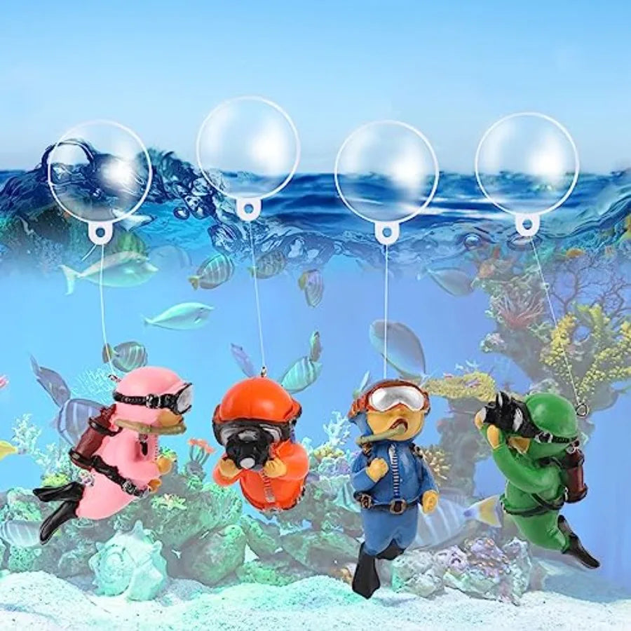 Floating Fish Tank Decorations Cute Little Diver Toys for Aquarium Decor 4 Pack Orments Accessories
