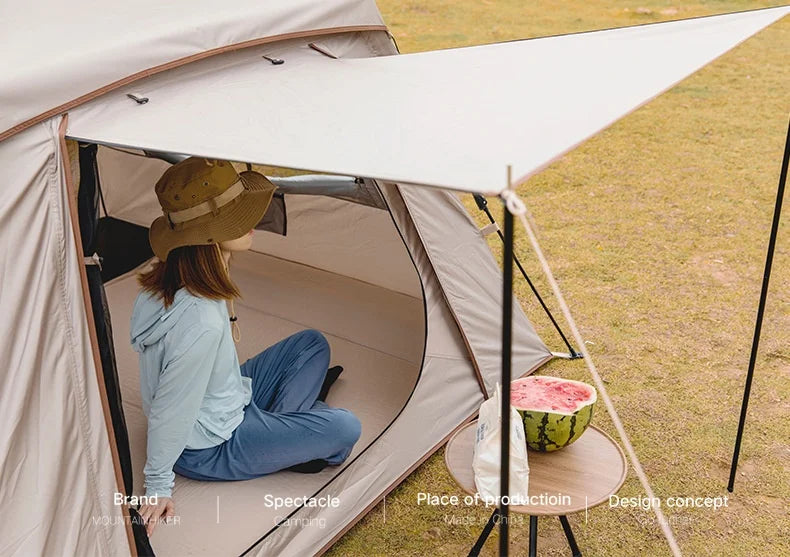 MOUNTAINHIKER Automatic Tent, Size 3-4 Persons, 2 Doors, 2 Windows, Sleeping Tent, Outdoor Tent, Hiking and Camping Tent Black