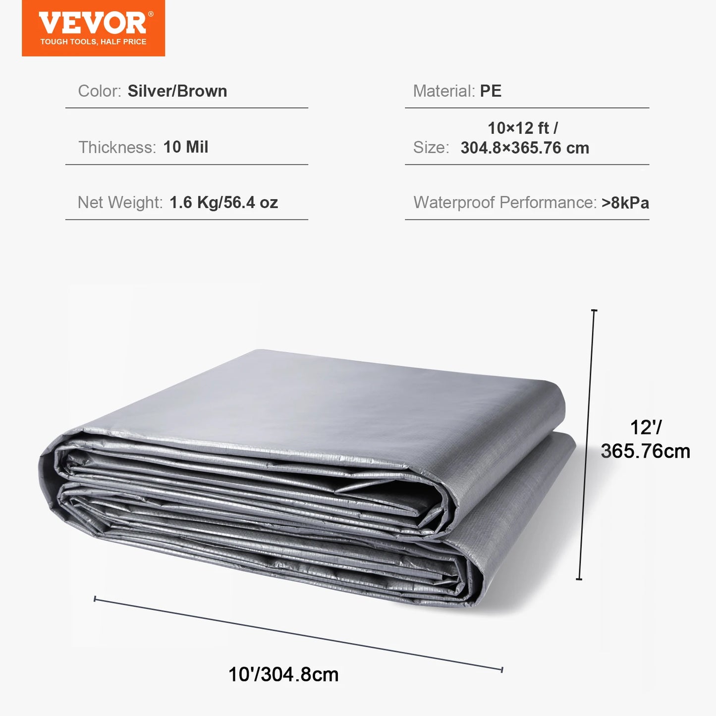 SucceBuy Heavy Duty Tarp 16 Mil Thick  Waterproof Tear Proof Poly Plastic Tarps Cover  Multi-Purpose Outdoor Tarpaulin for Truck