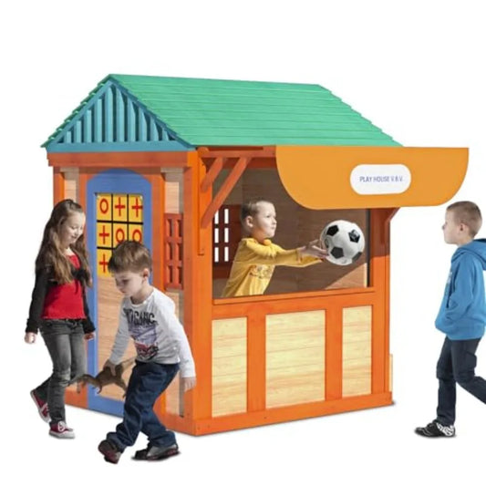 Outdoor Playhouse Outside Game House Wooden Adventures Cottage for Toddler Boys Girls Ages Age 3-10 Years Outdoor Playset for Ba
