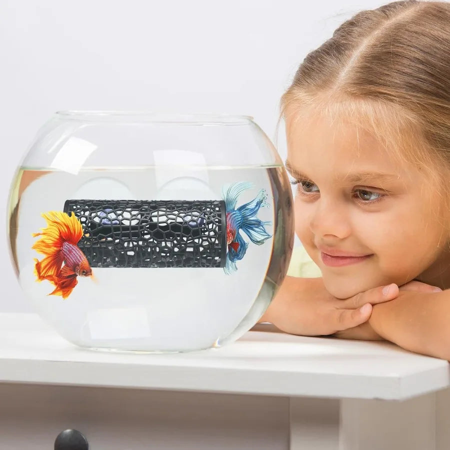 2 Pcs Betta Fish Tank Accessories Black Betta Tunnel Fish Toys Safe Hollow Hammock Cave Aquarium Decor Hideout Tube Shelter wi