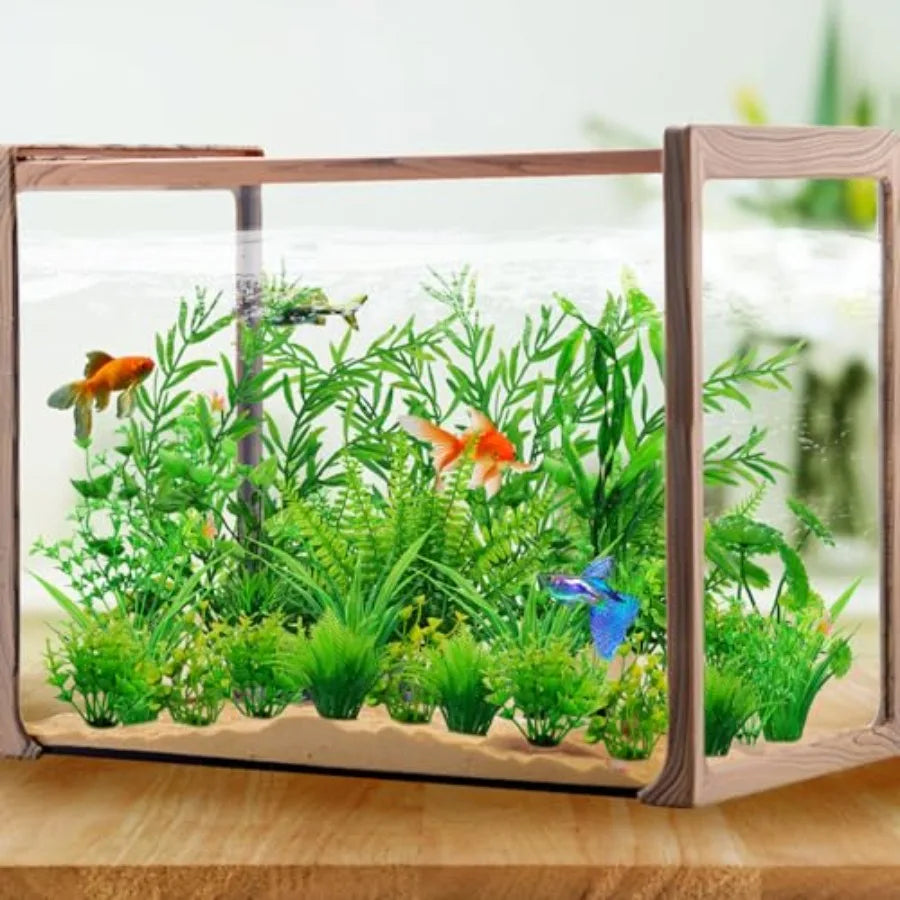 Aquarium Decorations 25pcs Green Plants for Fish Tank Plastic Decor Accessories