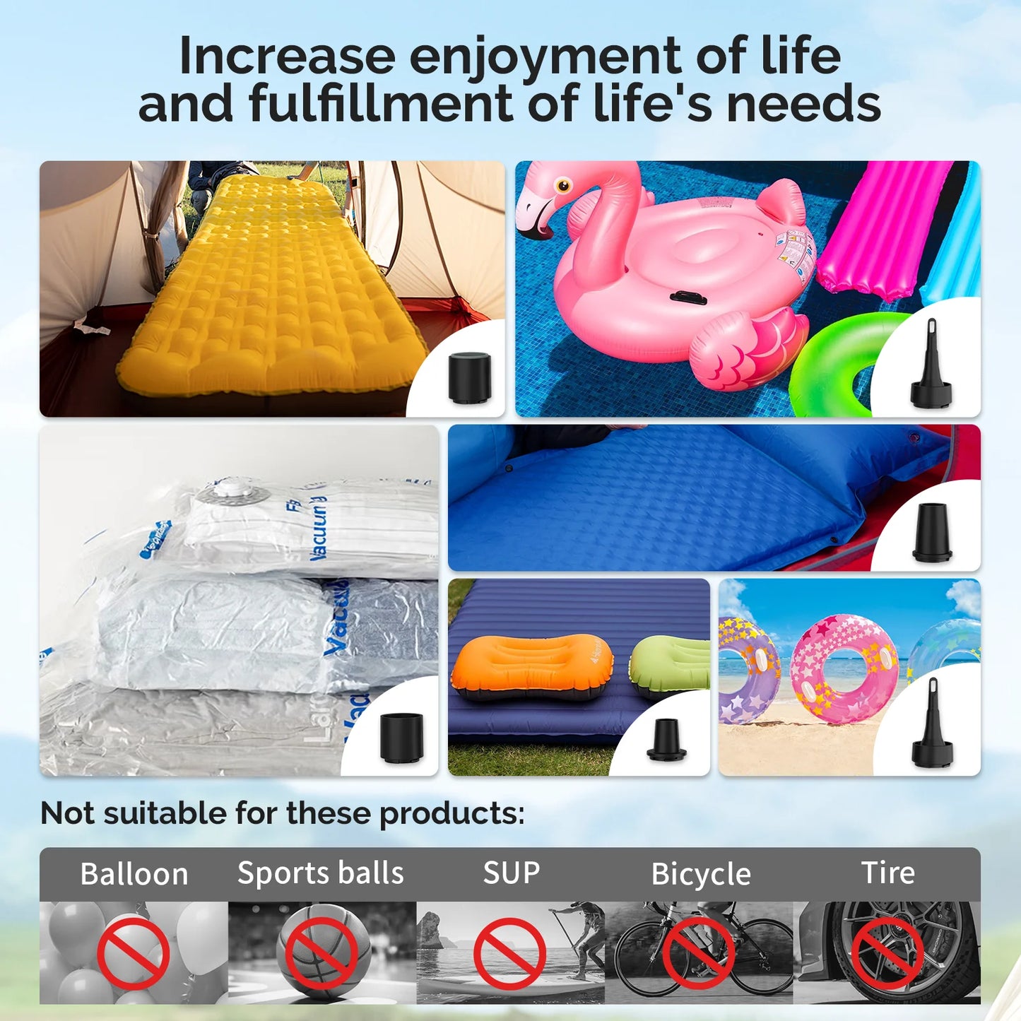 ETENWOLF AIR 3SE Electric Air Pump 2600mAh Camping Light Outdoor Pump for Air Mattress Pool Floats Sleeping Pads