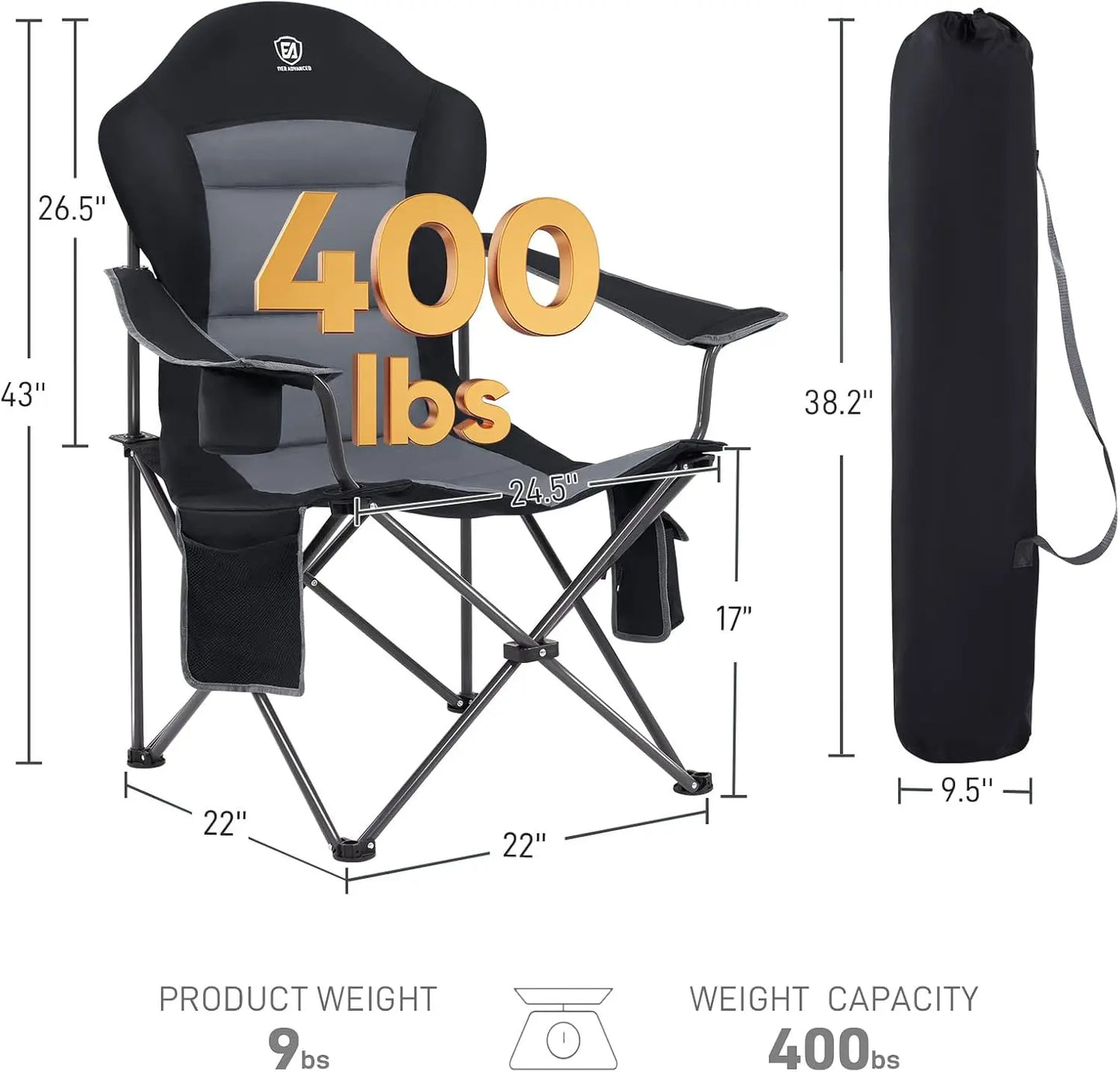 [Best Seller!]Heated Camping Chair, Lawn Chairs Heated Chair Outdoor Sports with 3 Heat Levels, Heated Folding Chair Camping Cha