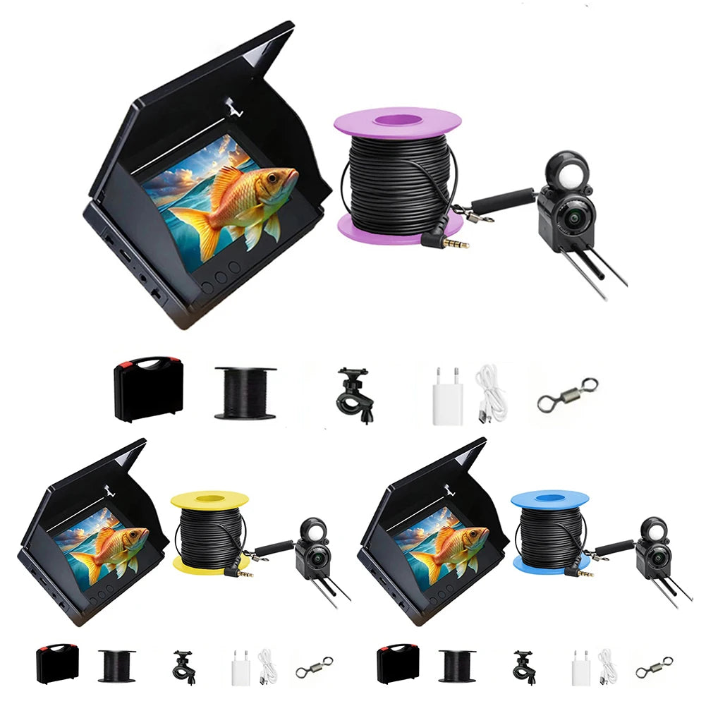 Underwater Fishing Camera 4.3 Inch IPS Monitor Ice Fishing Camera Night Vision Video Fish Cam Waterproof Fish Finder for ICE/Sea