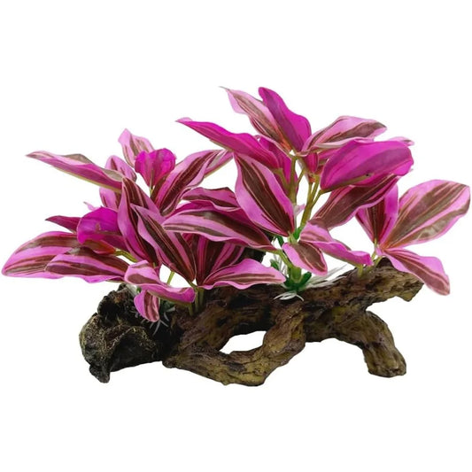 Fish Tank Decorations Aquarium Decor Orments Betta Pink Leaf pad Hammock Artifical Driftwood Goldfish Bowl Accessories Hot Pink