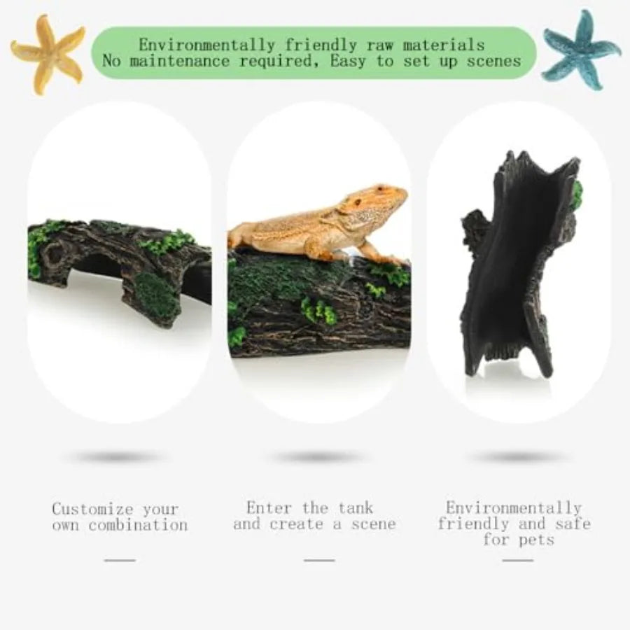 Starfish and Resin Hollow Tree Trunk Fish Tank Decorations Betta Fish Tank Accessories Aquarium Arments Hollow Tree x 1pc Fish