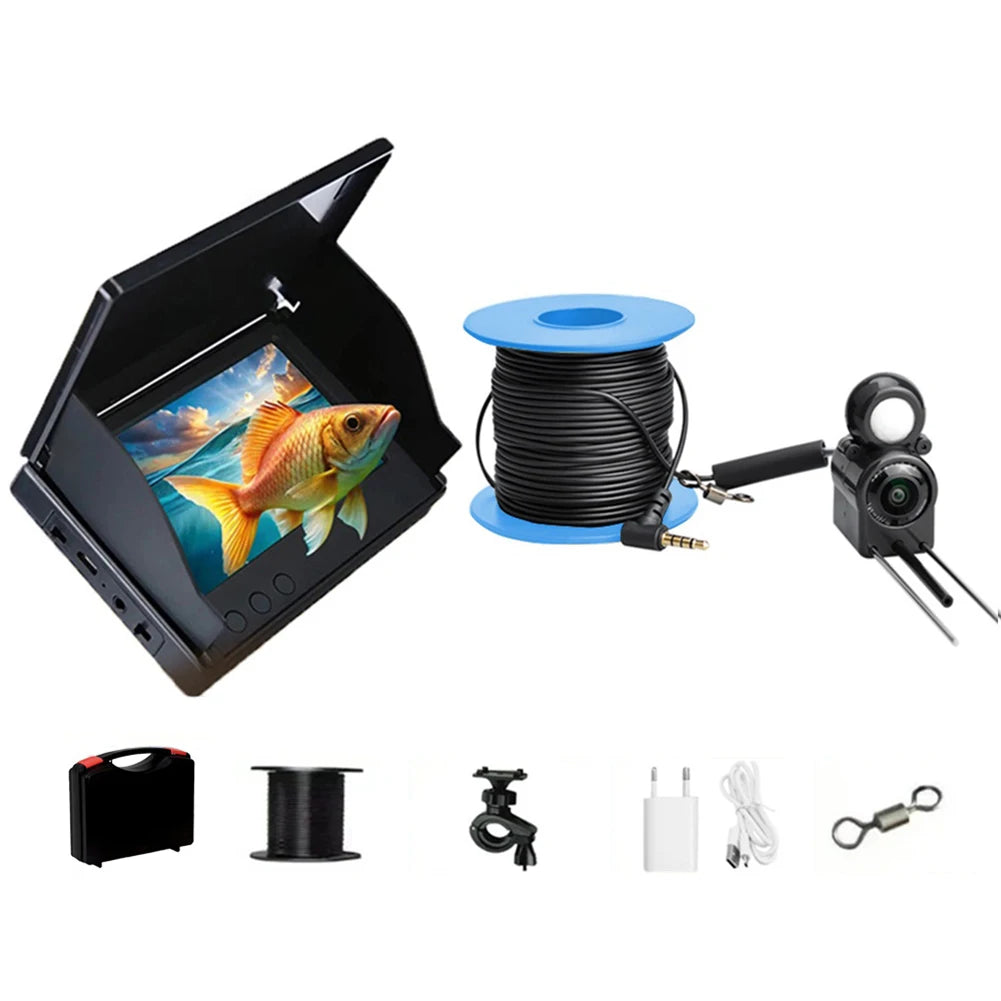 Underwater Fishing Camera 4.3 Inch IPS Monitor Ice Fishing Camera Night Vision Video Fish Cam Waterproof Fish Finder for ICE/Sea