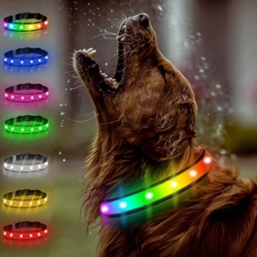 LED Dog Collar lticolor Light Up Dog Collar USB Rechargeable HighVisibility Glow in The Dark Dog Collars for Night Walks IPX7 W
