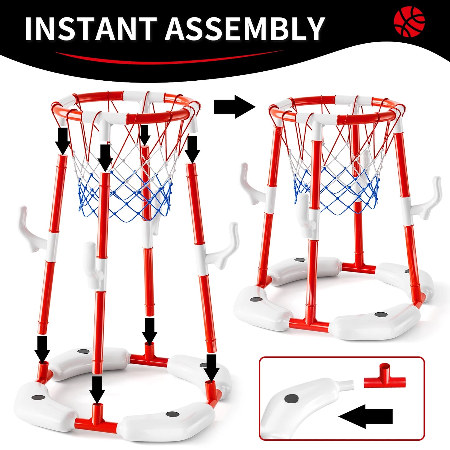 Summer Pool Basketball Hoop Toys, Floating Basketball Pool Game Swimming Floats Toys With 4 Balls Outdoor Indoor Water Play Toys