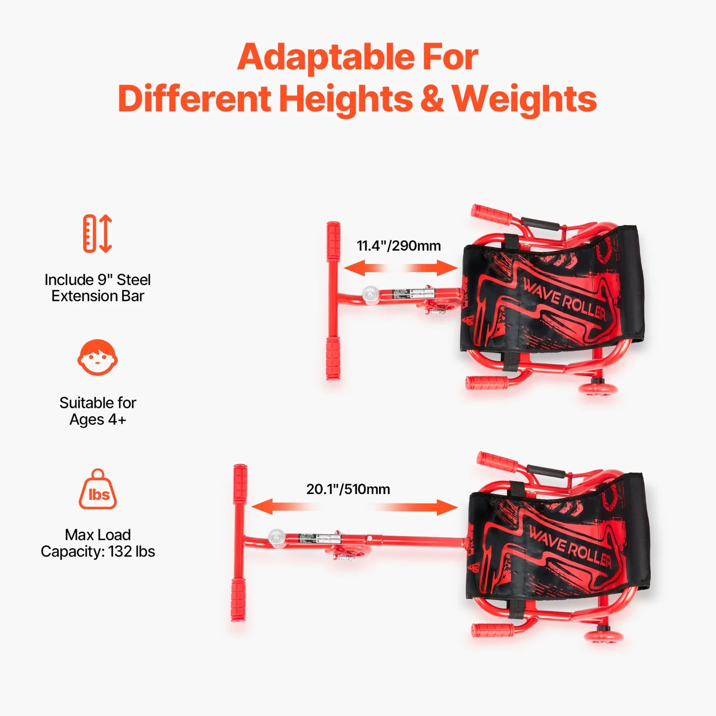 SucceBuy 132/198lbs Kids Ride on Scooter Swing Side-to-Side Powered by Zig-Zag Motion Drifting Outdoor Sport Toys for Children