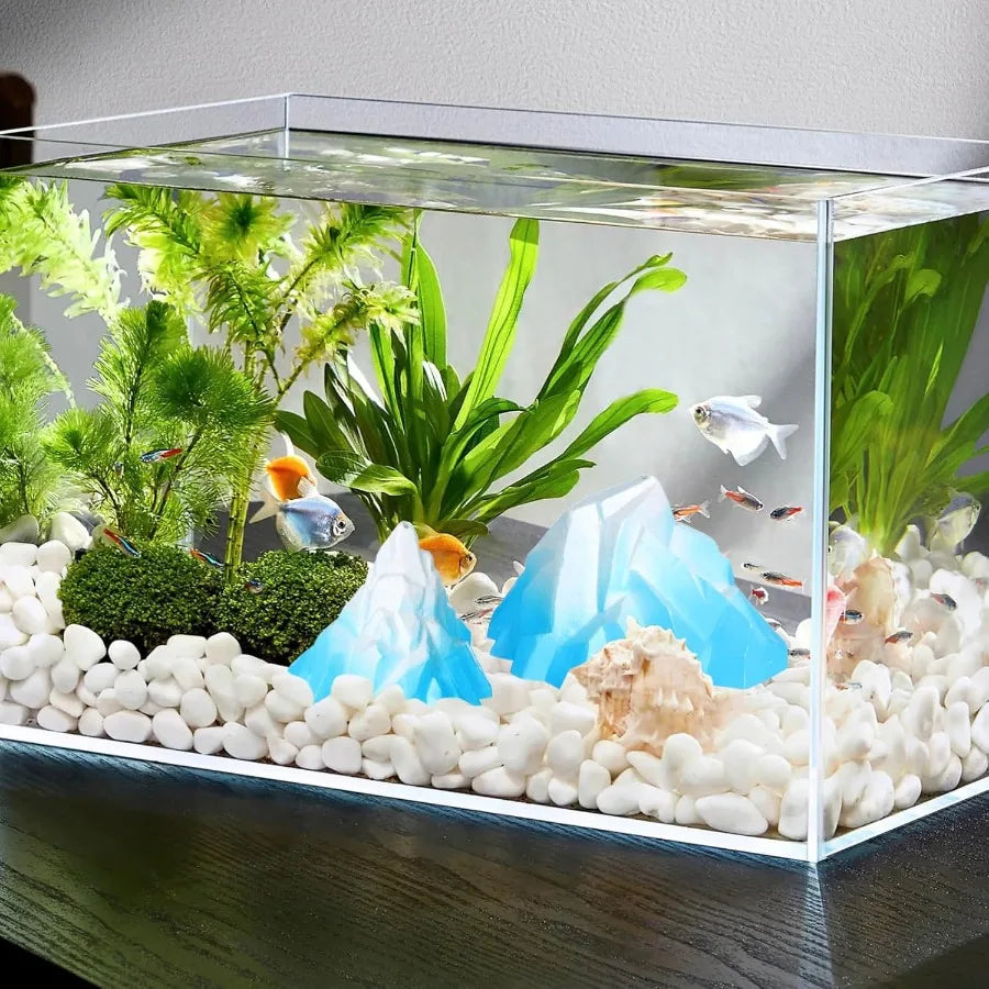 Aquarium Snow Mountain Decoration 4pcs Iceberg Model Fish Tank Iceberg Glacier Landscape Decoration Turtle Tank Accessories Blu