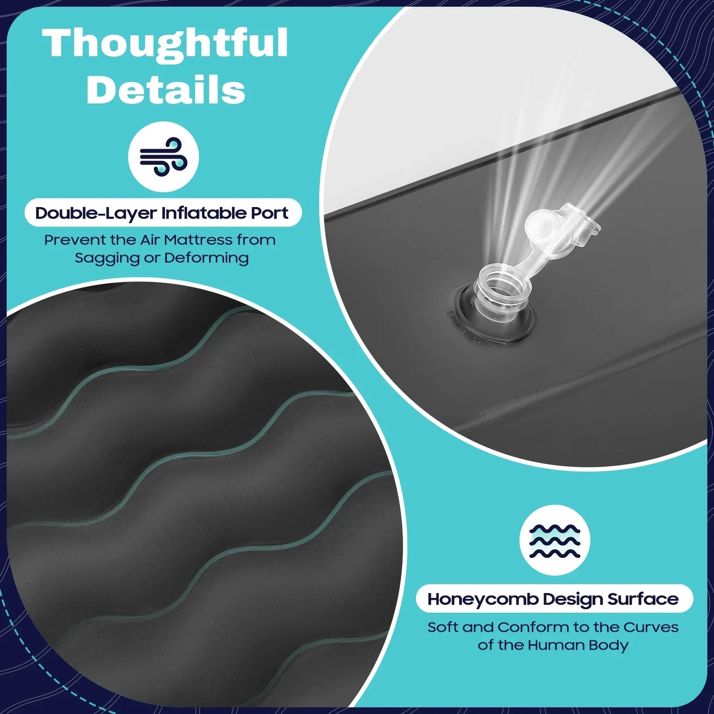 Camping Travel Road Trip Inflatable Car Bed SUV Air Mattress Flocking Surface with Electric Pump 2 Pillows for SUV Sedan