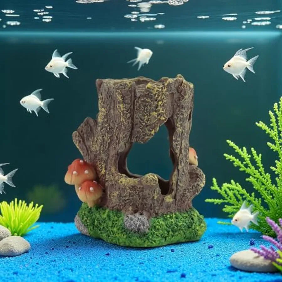 Fish Tank Decorations Aquarium Decor Small Fish Cave Aquarium Accessories Stump House Hideout Resin Fish Tank Cave Betta Goldfi