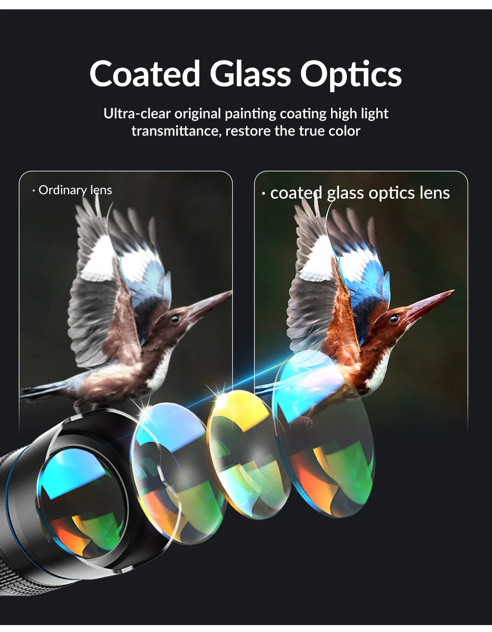 APEXEL 36X Metal Telephoto Lens with Tripod Zoom Telescope Monocular  for iPhone Samsung Shooting Birds Watching Concert Sports