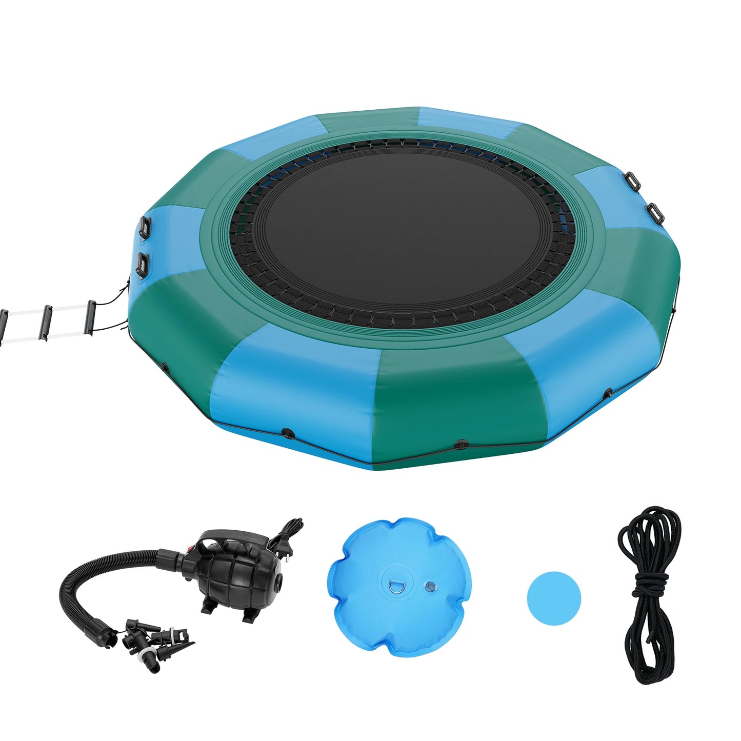 SucceBuy 12 ft Inflatable Water Bouncer Portable Bounce Swim Platform Kids Adults Floating Rebounder for Pool Lake Water Sports