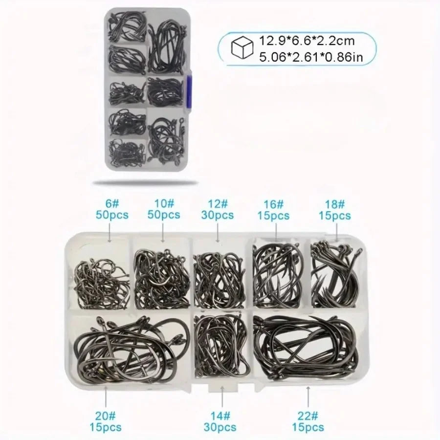 Ackibbik 220pcs/set Fishing Hooks Freshwater Saltwater Fishing Gear Fishing Tackle Large Size Set Worm Soft Bait Jig Fishhooks